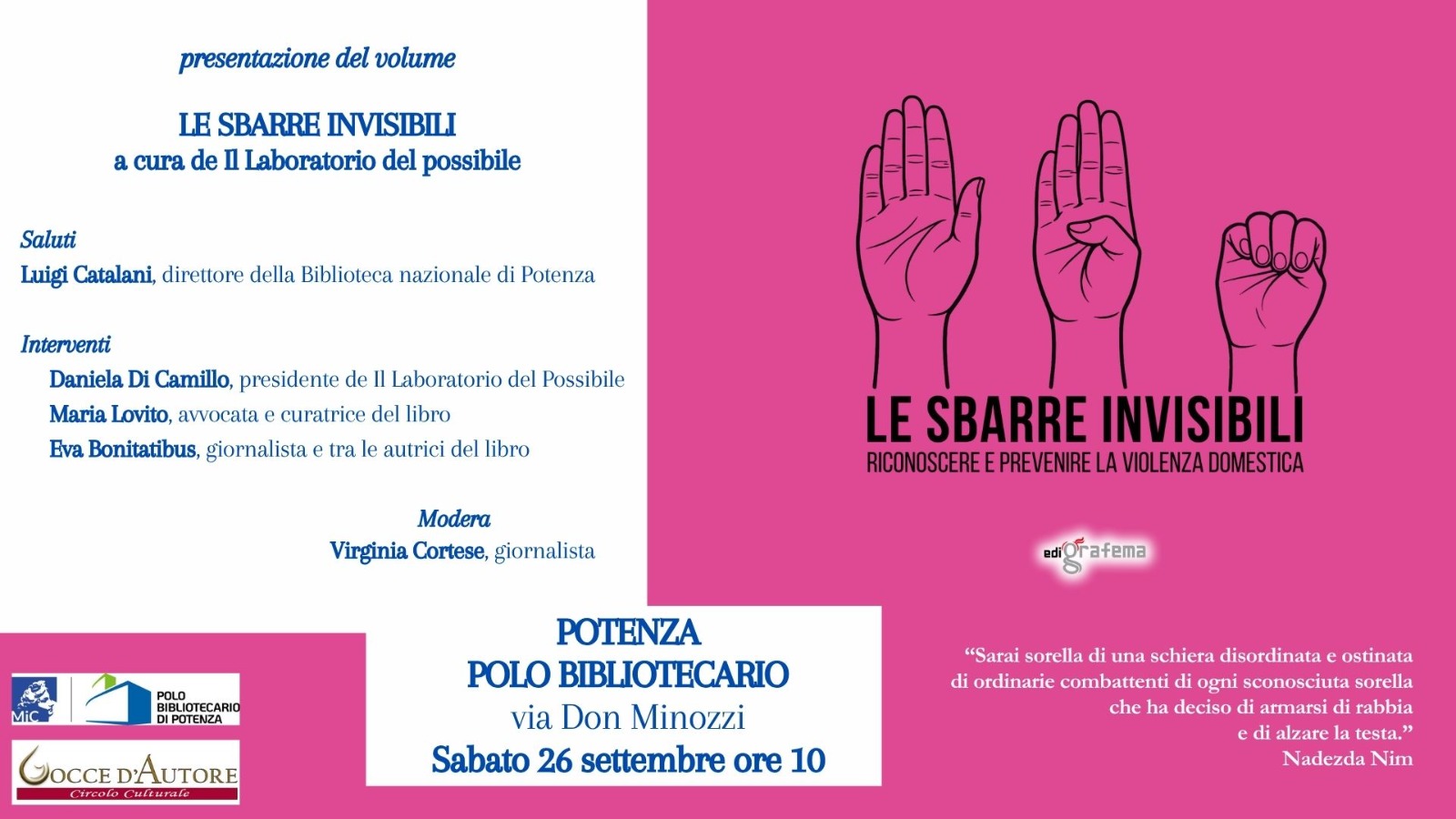 Gocce d’Autore presenta Le Sbarre Invisibili. Riconoscere e prevenire la violenza domestica